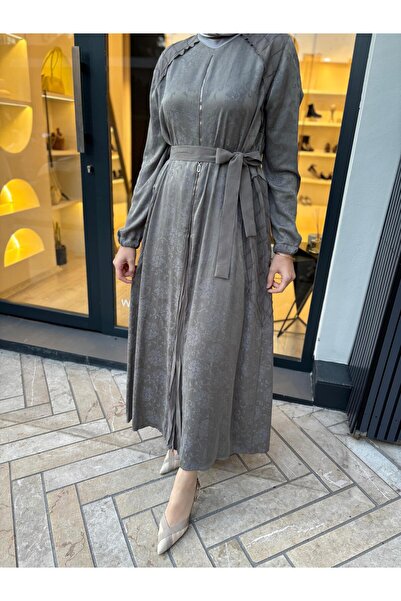 MissWhence 38835 Zipper Detail Women's Dress Gray