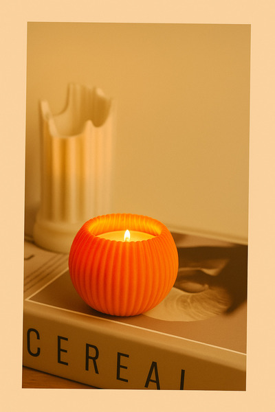 bycaeldesign 3d Turuncu Mumluk / Dekoratif Ürün Ev- Ofis dekorasyon