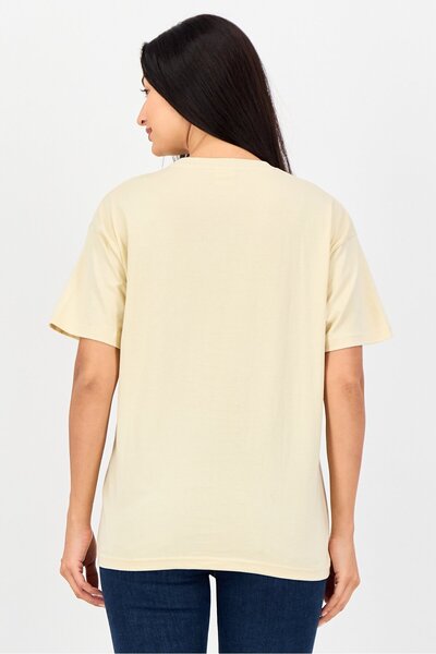 Disney Tom And Jerry Women Crew Neck Short Sleeve Graphic Print T-Shirt, Beige