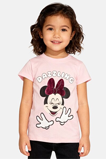 Disney تي شيرت ميكي وأصدقائه للفتيات الصغيرات بأكمام قصيرة، باللون الوردي