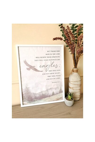 OEM Tablou Mesaj Crestin Isaia 40:31 42cm x 32cm Alb