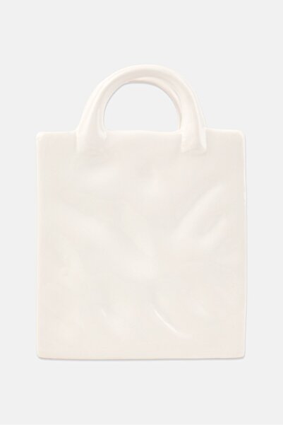 Muy Mucho Handbag Shape Vase Modern Decorative Accent, White