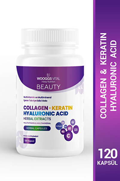 Hotay Nutrition Wooggs Vital Beauty Kolajen, Keratin ve Hyaluronik Asit İçere...