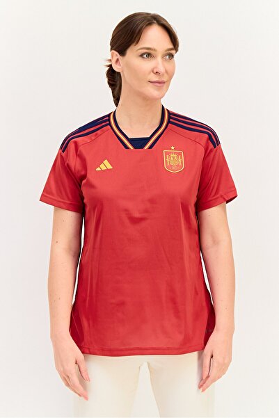 adidas Women Sportswear Fit Short Sleeve Training Shirt, Red