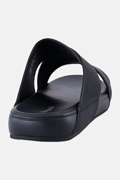 Algspar Men Textured Slip On Arabic Sandals, Black