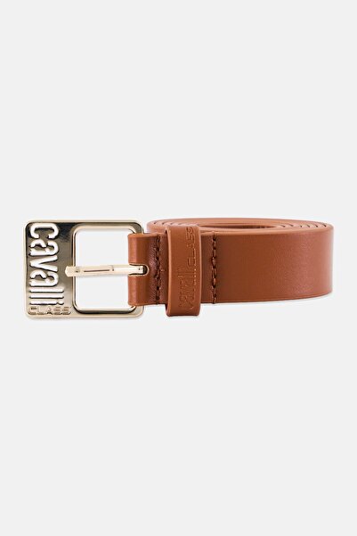 Cavalli Class Women Brand Logo Leather Belt, Brown