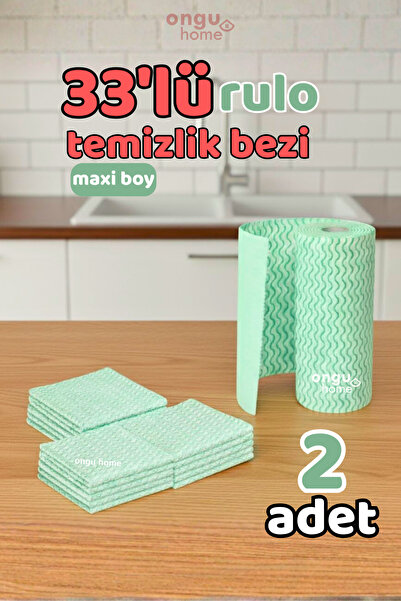 ongu home 2 Adet Rulo Yıkanabilir Temizlik Bezi 33 Yaprak Koku Yapmaz Delikli...