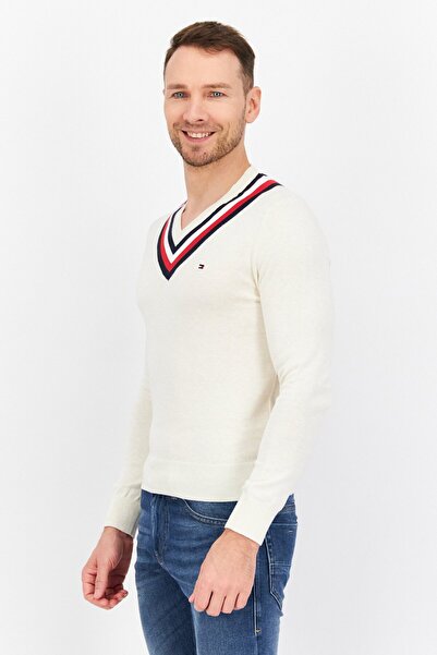 Tommy Hilfiger Men V-neck Knitted Sweater, Beige