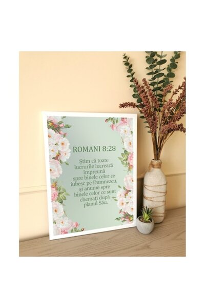 OEM Χριστιανική Ζωγραφική με Μήνυμα ΡΩΜΑΙΟΥΣ 8:28 42 x 32 εκ. Λευκό