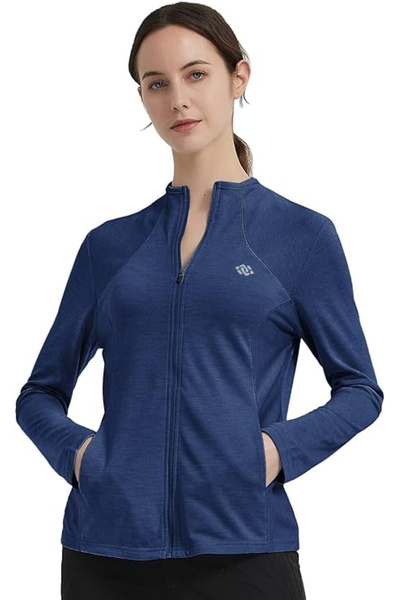OEM Women's sports sweatshirt, with zipper and pockets, dark blue XS
