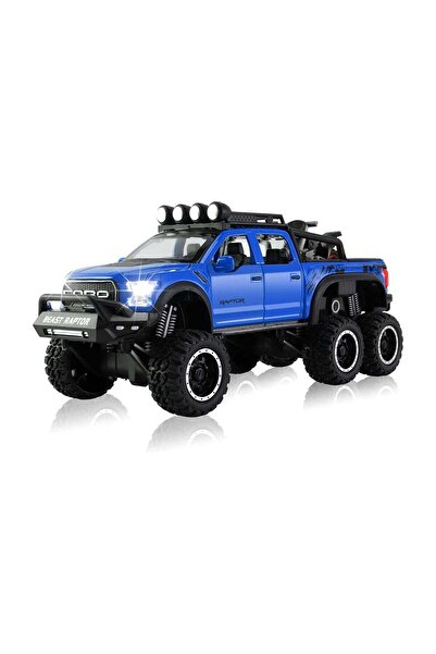 TOY GARDEN Ford Raptor F150 Six-Wheel Die-cast Model Truck with Motorcycle, 8.6-inch, Sound & Light