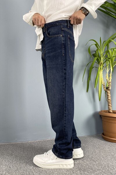 Alışveriş Sokağı Navy Blue Stonewashed Jeans - Regular Fit Jeans