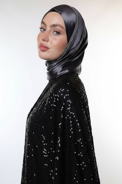 HARİKA WEAR DETAYLI GRİ İPEK ŞAL - başörtüsü