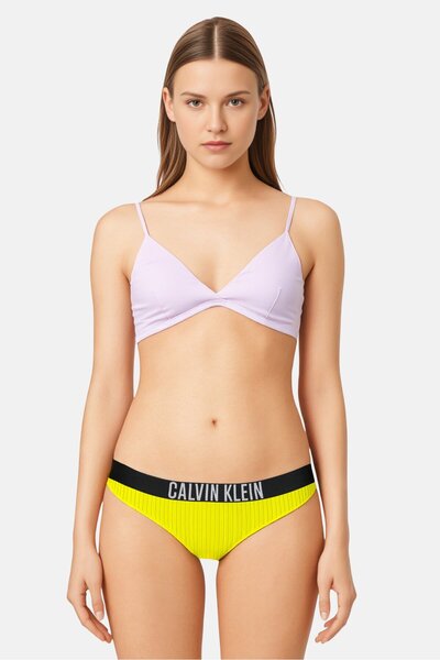 Calvin Klein Women High Leg Plain Bikini Bottom, Neon Green