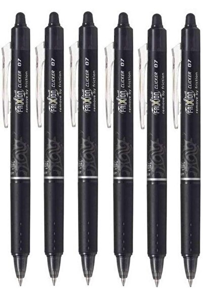 Pilot Frixion Clicker Erasable Pens – 0.7 mm Tip, Black Ink, Pack of 6 (BLRT-FR7)