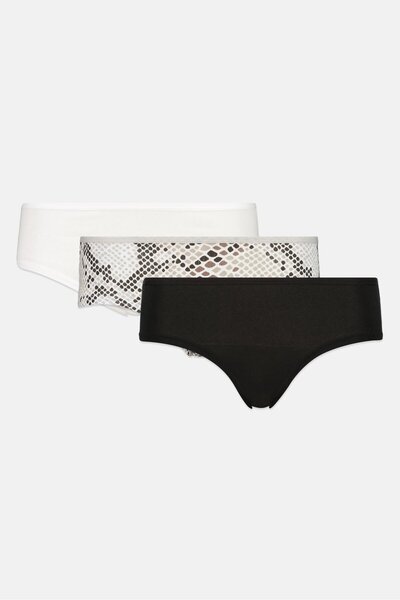 Bebe سراويل داخلية نسائية مطبوعة بالكامل، 3 قطع، متعددة الألوان