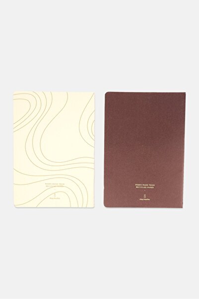 Muy Mucho مجموعة من دفترين فارغين بعنوان "أوقات سعيدة"، لون بني