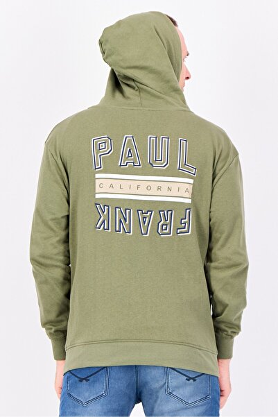 PAUL FRANK Men Brand Logo Long Sleeve Hoodie, Green