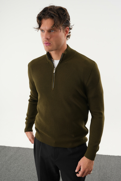 No Way Men's Regular Fit Half Zip Basic Knit Sweater