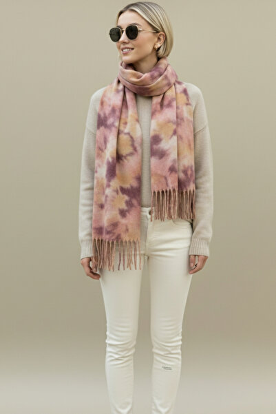 novon Eșarfă Pinterest cu textura ultra premium de angora cu franjuri groase de Benjamins Design (220 x 40 cm)