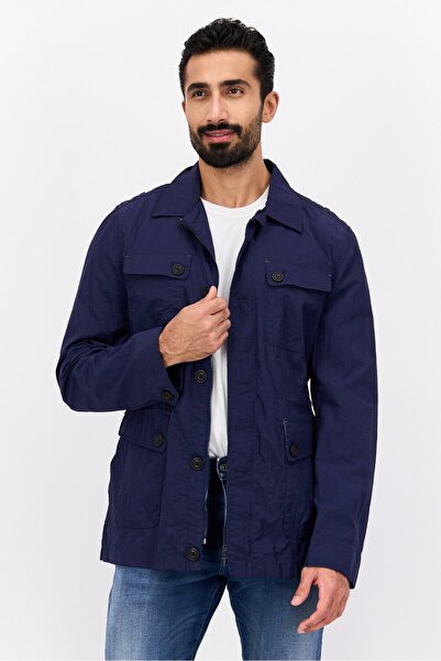 Trussardi Jeans Men Plain Jacket Shirt, Navy