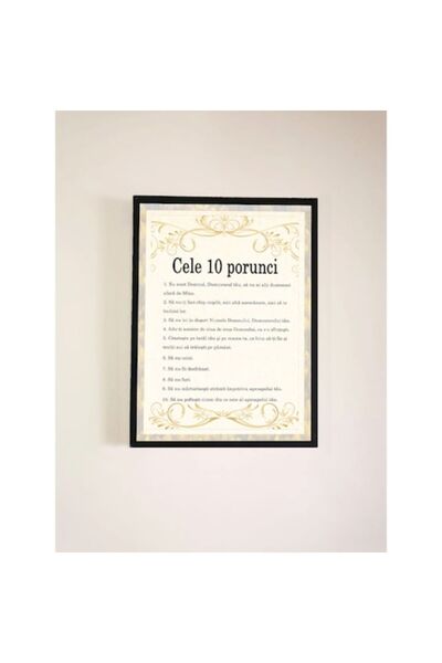OEM Tablou Mesaj Crestin Cele 10 porunci 42cm x 32cm Black