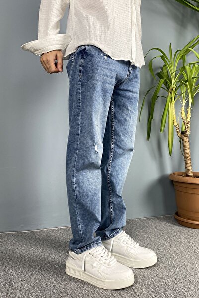 Alışveriş Sokağı Blue Ripped Jeans - Boyfriend Jeans
