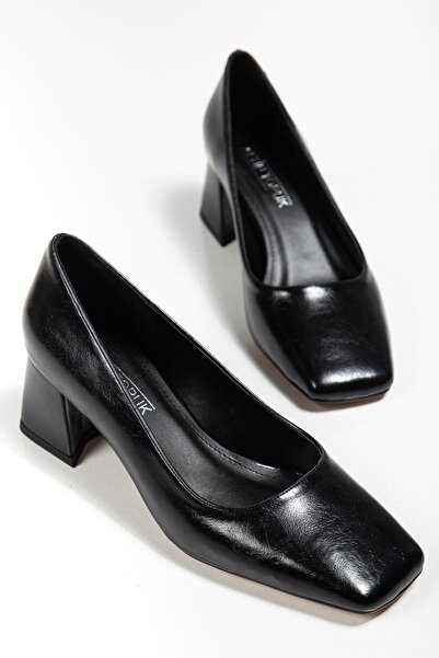 ALTIN TOPUK Women's Black Square Toe Heeled Shoes