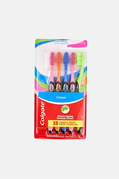 Colgate 5 قطع فرشاة أسنان متوسطة المفعول مزدوجة المفعول