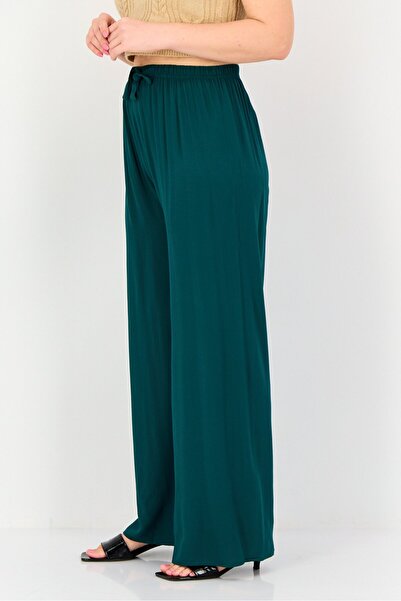 Happiness İstanbul Women Regular Fit Solid Palazzo Pants, Green