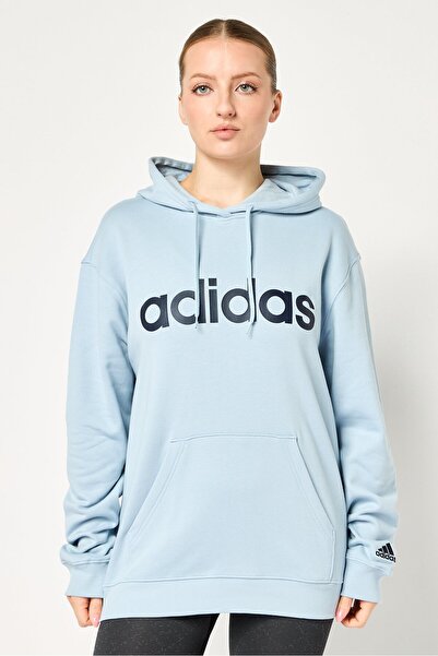 adidas سويت شيرت نسائي خارجي بأكمام طويلة وقصّة عادية، أزرق ثلجي