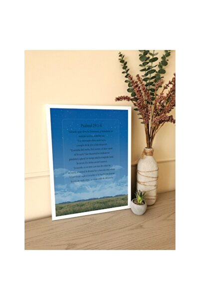 OEM Pictură cu mesaj creștin Psalmul 19:1-6 42cm x 32cm Alb