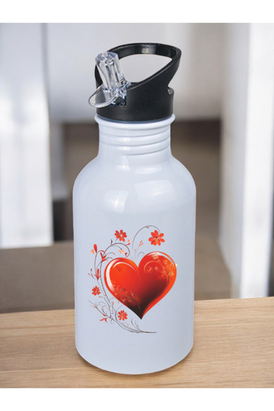 lili hediyelik Kalp Matara - İçecek Matara, İsimli Su Matarası, İlkokul Suluk...