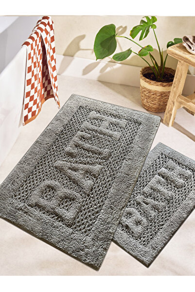 Chilai Home Rueso Gray 2-Piece 100% Cotton Bath Mat Set