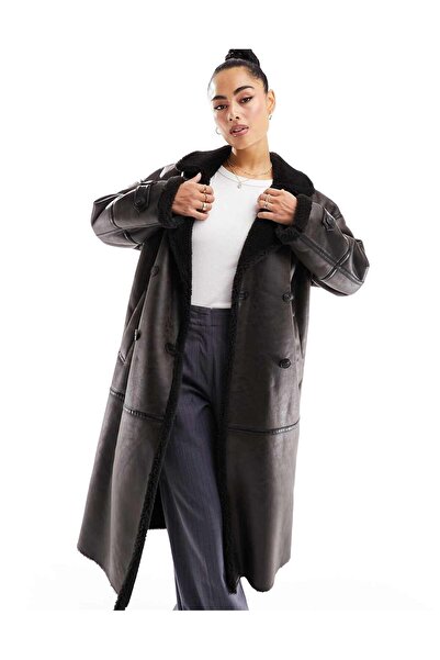 ASOS Long faux leather coat