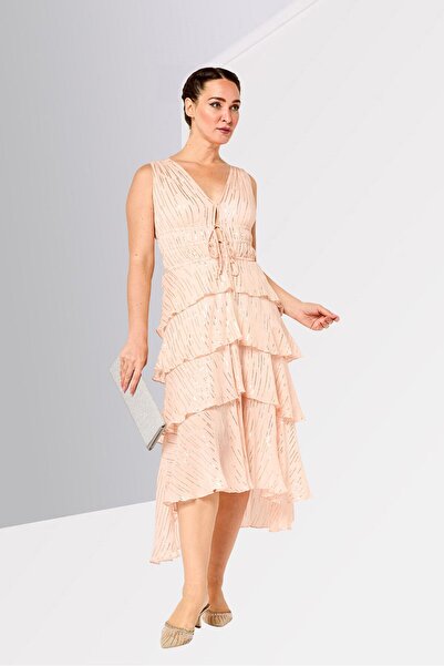 Maje Women Layered Midi Dress With Inner Skirt Set, Pink