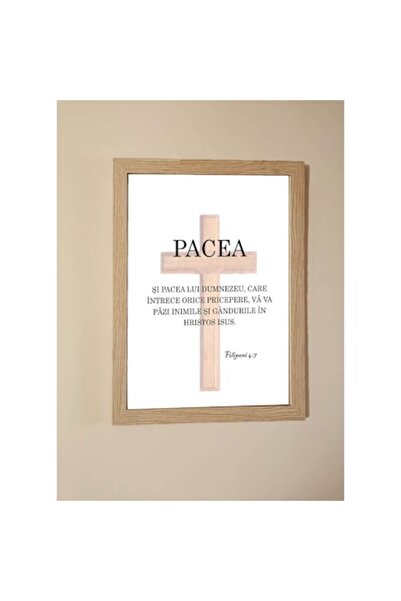 OEM Tablou creștin - Filipeni 4:7 (45 x 35 cm) Stejar deschis