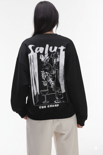 The Champ Clothing oversized Unisex Φούτερ Μαύρο – 3 νήματα από ύφασμα Fleece...