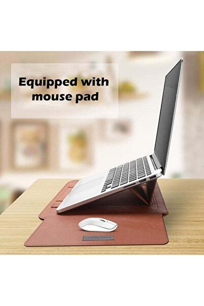ROCK POW Laptop Sleeve Case (13/14-Inches) 3-in-1 Stand & Mouse Pad, Brown