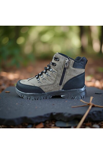 Asyagiyimavm Outdoor Fermuarlı Hakiki Süet Görünümlü Kaymaz Taban Trekking Bot