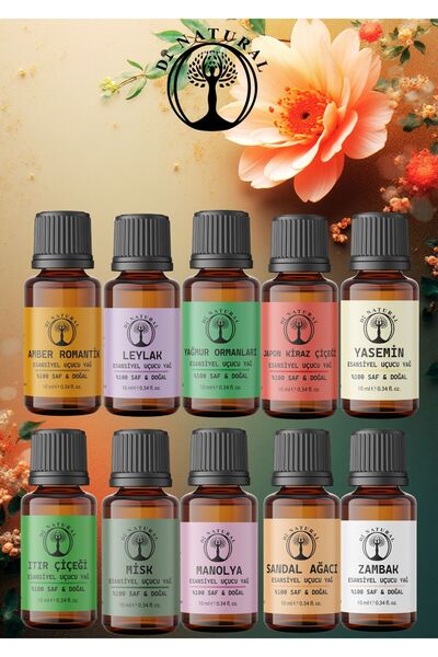 di naturel Gizem SET10*10 ml Esansiyel Uçucu Koku Yağı Aromaterapi Yağı Buhur...