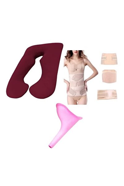 Generic U-shaped pregnancy sleeping pillow + emergency urinary funnel for immediate postpartum use + size L belt set