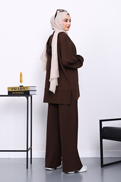 İmajButik Brown Zippered Tunic Pants Set