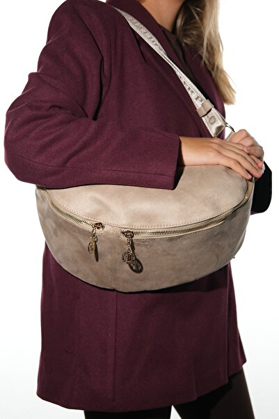 LuviShoes Venta Beige Suede Women's Large Waist Bag
