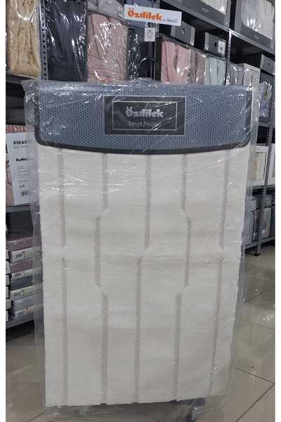 Özdilek 2-Piece Bath Mat - Toilet Set Cotton Rayas Ecru