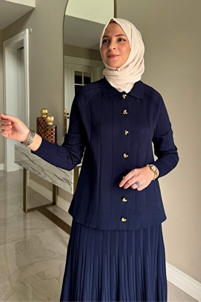Rabia Şamlı Yonca Knitwear Set Navy Blue