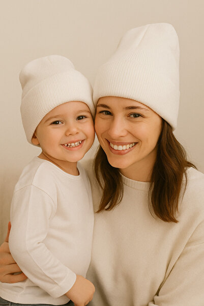 MYZİ STORE Child Baby Mother Child 2-Piece Combination Winter Knitwear Beanie – Girl Boy Child Hat
