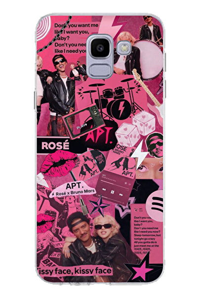 TechTree حافظة سيليكون متوافقة مع هاتف سامسونج جالاكسي J6 من بلاك بينك كولاج ...