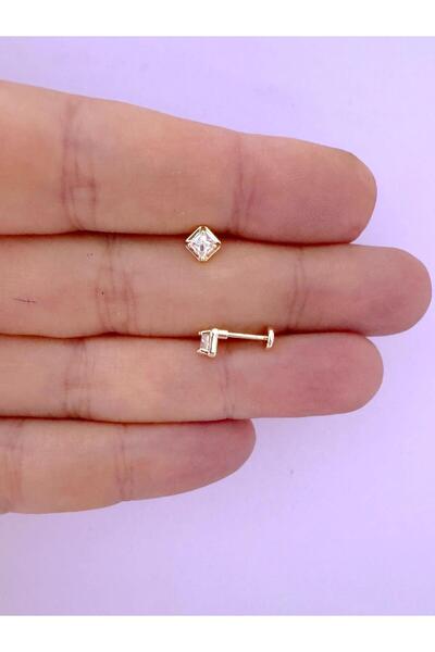 Arescollection 1 ADET ZİRKON TAŞLI ZARİF TRAGUS HELİX LOBE UYUMLU PİERCİNG KÜPE