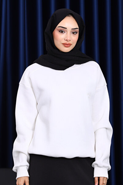 İmajButik Ecru Crew Neck Shaded Three-Thread Sweat